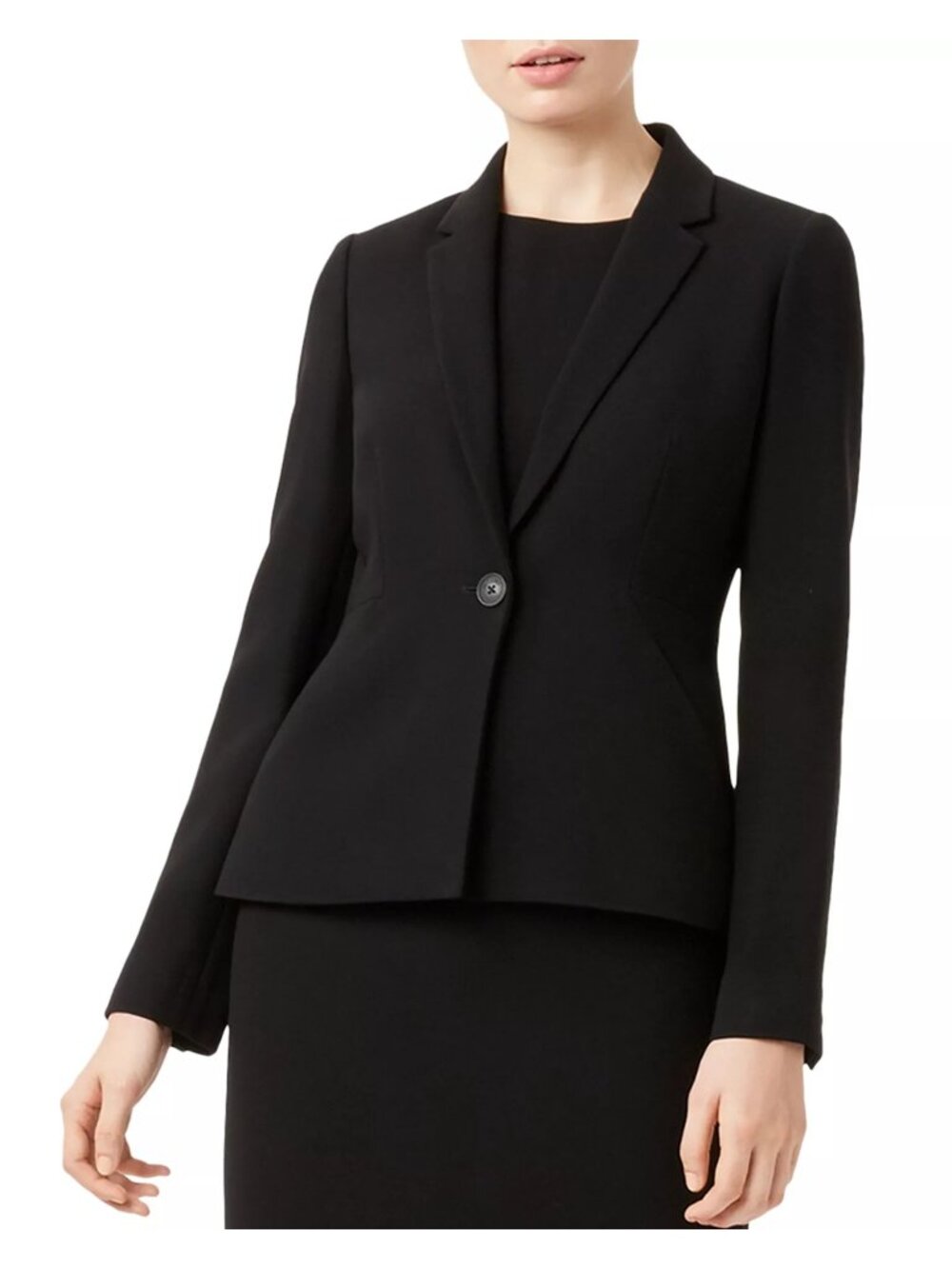 Hobbs London Black Alva One Button Tailored Blazer US 6 Work Jacket Slim Fit
